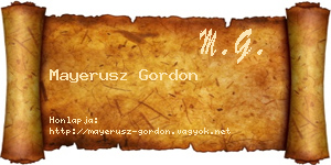 Mayerusz Gordon névjegykártya